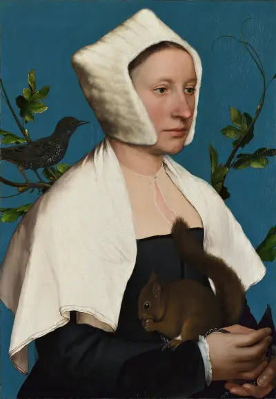 Dame mit Eichhörnchen und Star von Hans Holbein The Younger