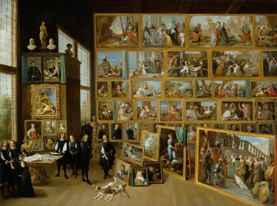 Arcivévoda Leopold Vilém ve své galerii v Bruselu, David Teniers The Younger