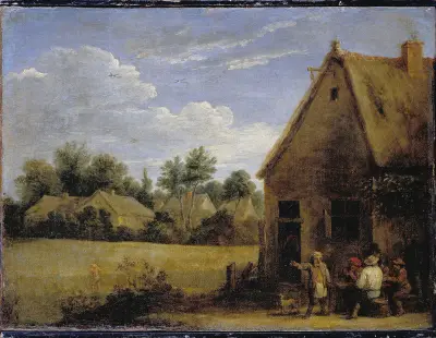 Chalupa s rolníky hrajícími karty, David Teniers The Younger