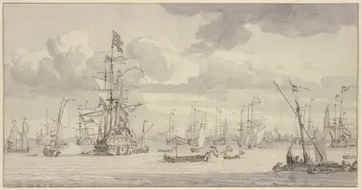 Die Gouden Leeuw vor Amsterdam av Willem van de Velde the Younger