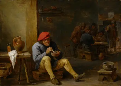 Sedlák v hospodě, zapaluje si dýmku, David Teniers The Younger