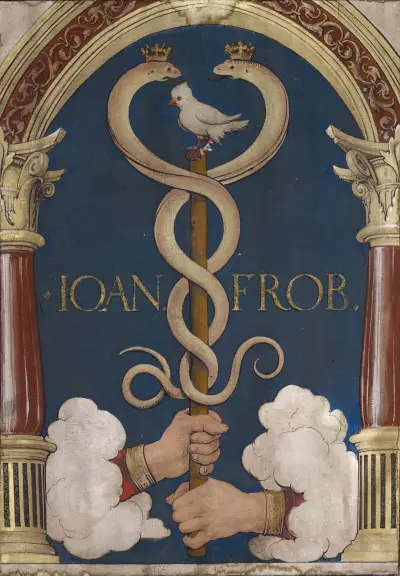Impresa of the Basel Book Printer Johann Froben av Hans Holbein The Younger