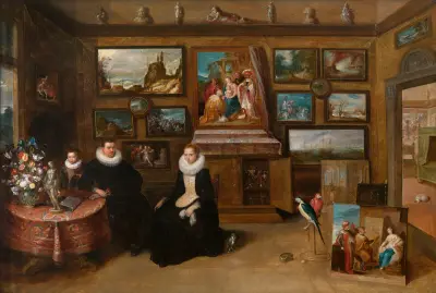 Portrait of a Family in a Collector’s Cabinet av Frans Francken the Younger