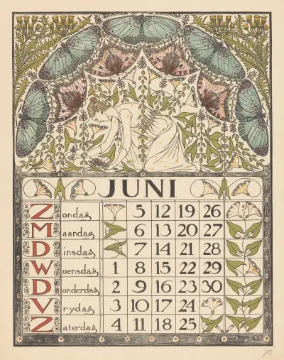 Kalenderblad voor juni 1898 av Theo Nieuwenhuis