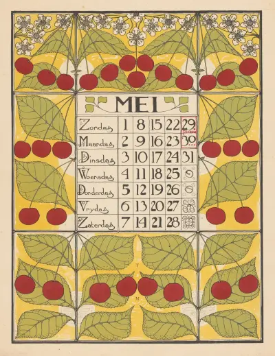 Kalenderblad voor mei 1898 av Theo Nieuwenhuis