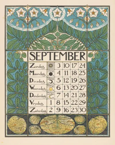 Kalenderblad voor september 1899, 1898 – nr 1 av Theo Nieuwenhuis