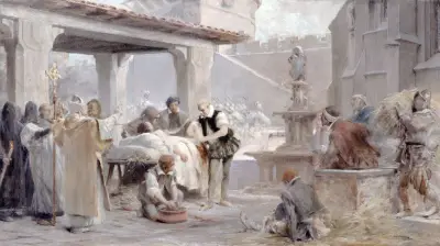 Esquisse Pour L’escalier De La Sorbonne: Ambroise Paré Au Siège De Metz von Théobald Chartran