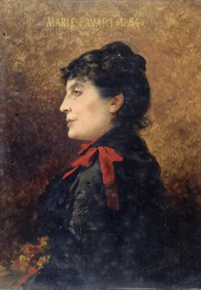 Portrait de Marie Favart (1833-1908), sociétaire de la Comédie-Française von Théobald Chartran