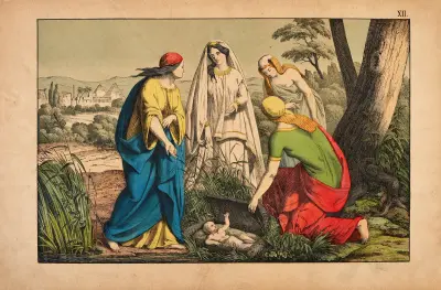 Moses is saved by Pharaoh’s daughter av Theodor Eckardt