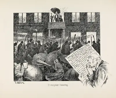 Et mislykket Fakkeltog, Theodor Kittelsen
