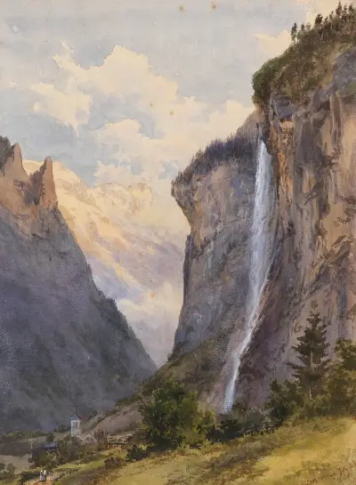 Der Staubbachfall in Lauterbrunnen (Schweiz) av Edward Theodore Compton