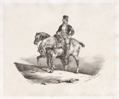 Postman or Two Harnessed Horses av Théodore Géricault