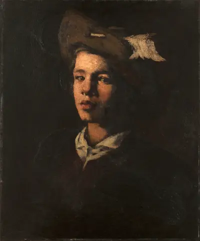 Jeune homme au chapeau av Théodule Ribot