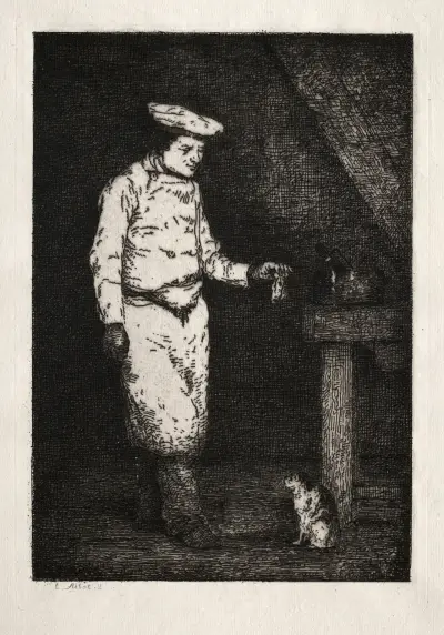 Le déjeuner du chat av Théodule Ribot
