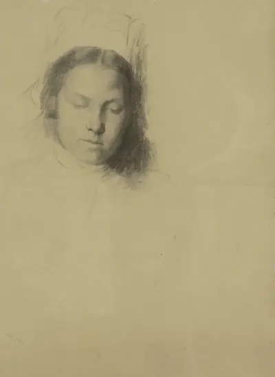 Głowa dziewczynki ze spuszczonym wzrokiem, Thérèse Schwartze