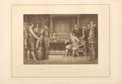 The Gunpowder Plot—Guy Fawkes interrogated by James I – J. M. L. Ralston av Thomas Archer