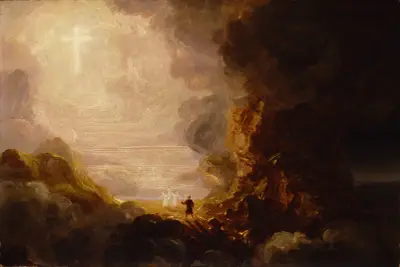 The Pilgrim of the Cross at the End of His Journey (study for series, The Cross and the World) av Thomas Cole