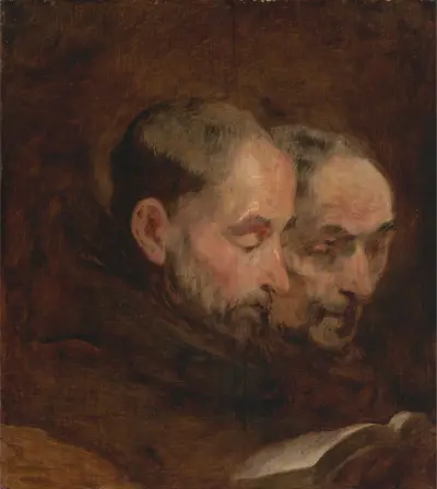 Kopie podle obrazu tradičně připisovaného Van Dyckovi se dvěma čtoucími mnichy, Thomas Gainsborough