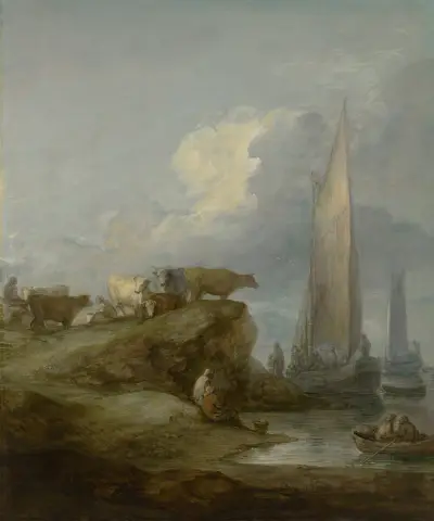 Pejzaż nadmorski ze statkami i bydłem, Thomas Gainsborough