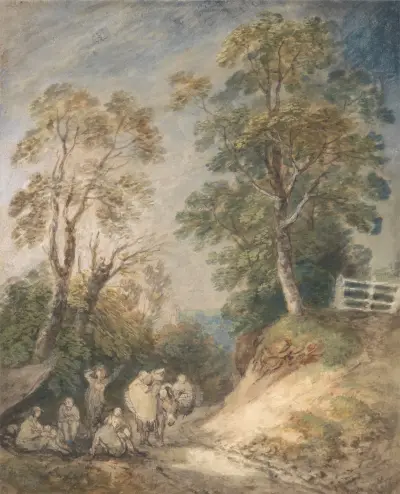 Venkovská cesta s odpočívajícími cikány, Thomas Gainsborough