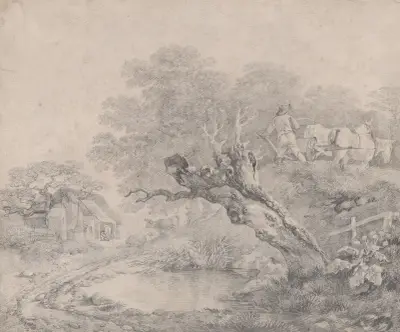 Pejzaż z uschniętą wierzbą nad stawem, Thomas Gainsborough