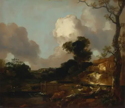 Krajina s potokem a jezem, Thomas Gainsborough