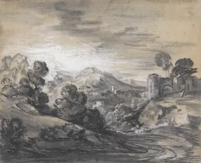 Lesnatá krajina se zámkem, Thomas Gainsborough