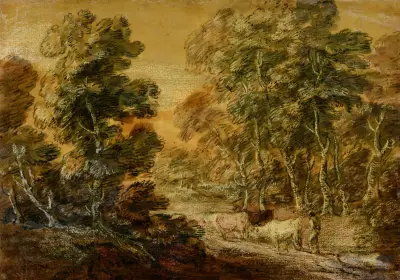 Wooded Landscape with Herdsman and Cattle, Thomas Gainsborough