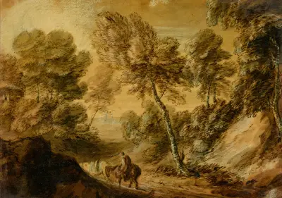 Wooded Landscape with Horseman and Pack Horse, Thomas Gainsborough