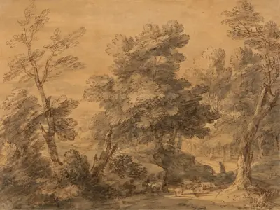 Lesní krajina s pastýřem a ovcemi, Thomas Gainsborough