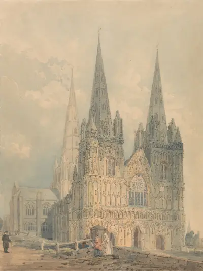 Lichfield Cathedral, Staffordshire av Thomas Girtin