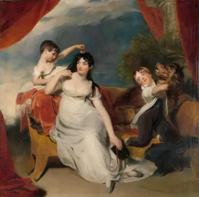 Maria Mathilda Bingham with Two of her Children av Sir Thomas Lawrence
