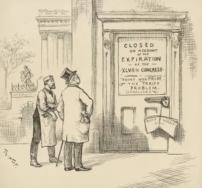 Closed on account of the expiration of the XLVIIth Congress. Point with pride to the tariff problem (unsolved). av Thomas Nast