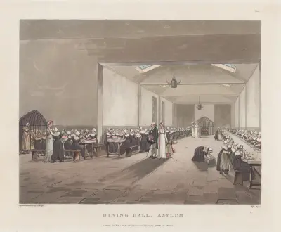 Dining Hall, Asylum, Thomas Rowlandson