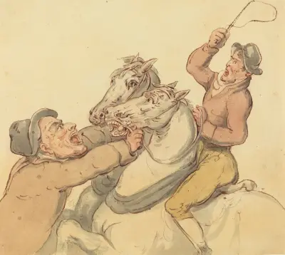 Drovers With A Pair Of Rearing Horses, Thomas Rowlandson