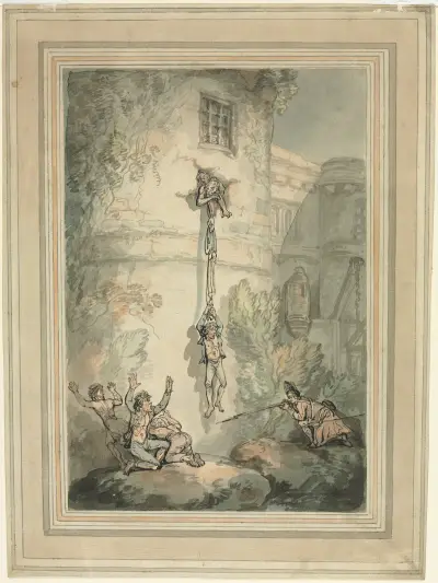 Escape of French Prisoners, Thomas Rowlandson