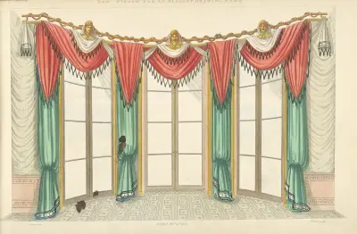Bow window for an elegant drawing room. av Thomas Sheraton
