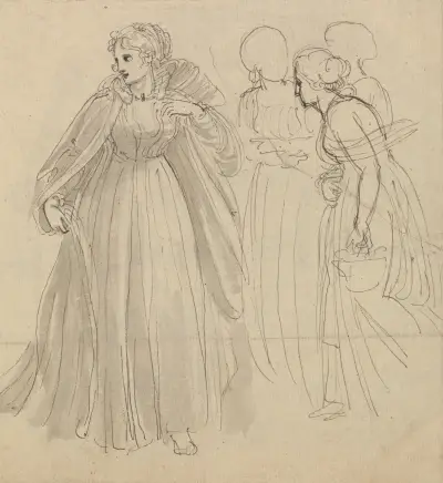 Study for Illustration – A Princess with her Attendants av Thomas Stothard