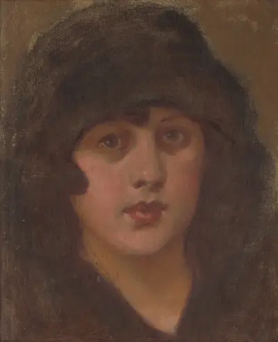 Dame mit schwarzem Hut von Milan Thomka Mitrovský