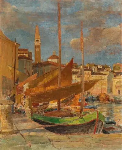 In the Harbour of Pirano av Tina Blau