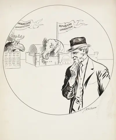President Wilson Hopes Peace will not be Declared before November, John Tinney McCutcheon