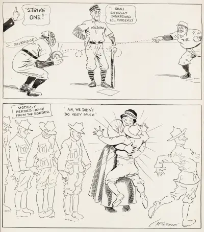 The name of Taft was not cheered during the first four days but when he was nominated, there was some labored cheering, John Tinney McCutcheon