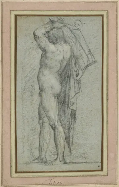Nude Man Carrying a Rudder on His Shoulder av Titian