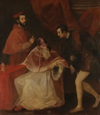 Pope Paul III and His Grandsons av Titian