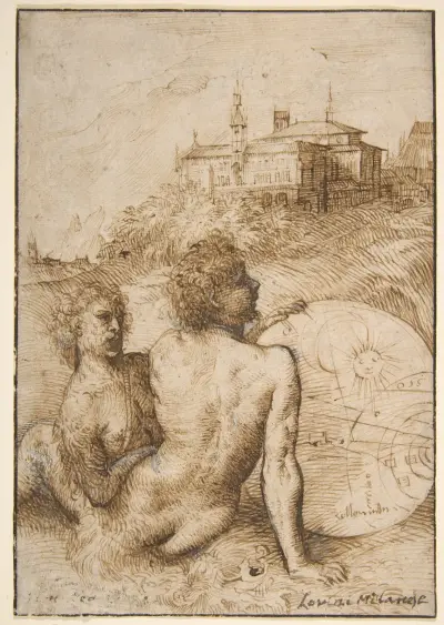 Two Satyrs in a Landscape av Titian