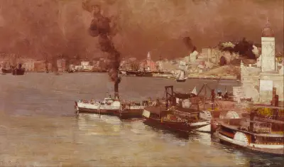 An autumn morning, Milson’s Point, Sydney av Tom Roberts