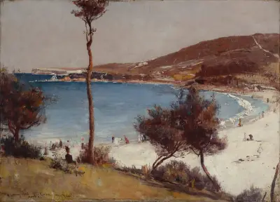 Holiday sketch at Coogee av Tom Roberts