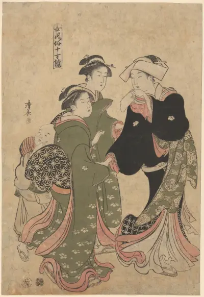 Courtesan Followed by Shinso and Two Kamuro, Torii Kiyonaga