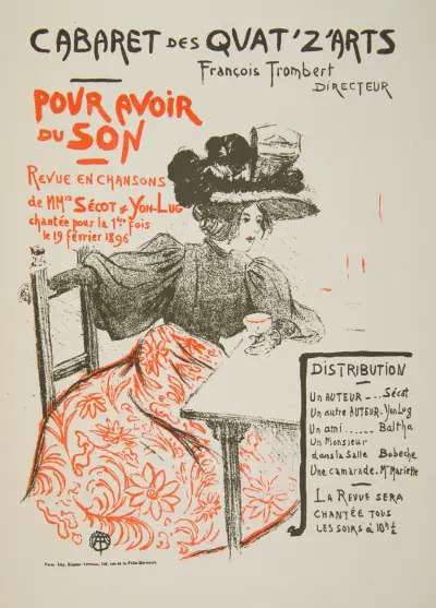 Program of the revue ‘Pour avoir du son’ by the Parisian cabaret Quat ‘Z’ Arts from February 1896. av Henri de Toulouse-Lautrec