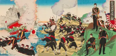 Our Forces Occupying Weihaiwei av Toyohara Chikanobu